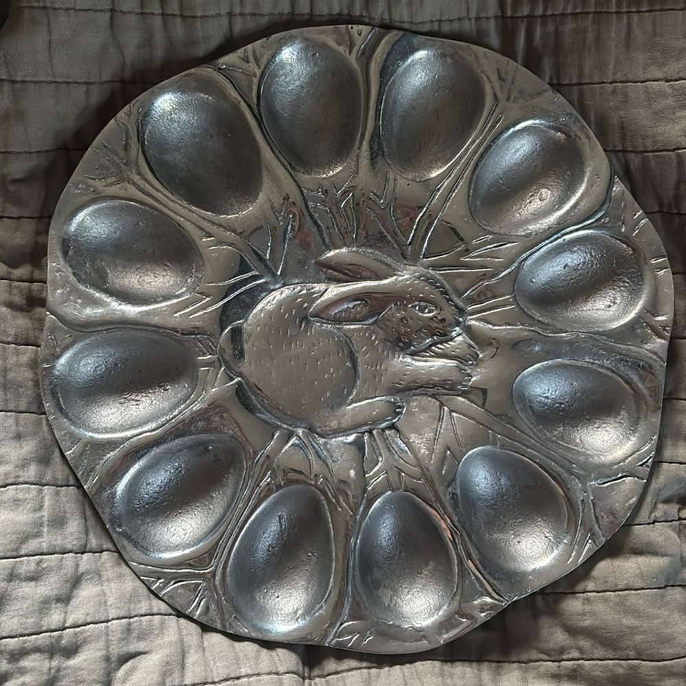 Pewter egg plate